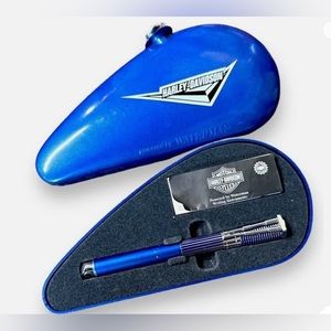 Vintage Waterman Harley Davidson Ball Point Pen Horizon Blue Gas Tank Case